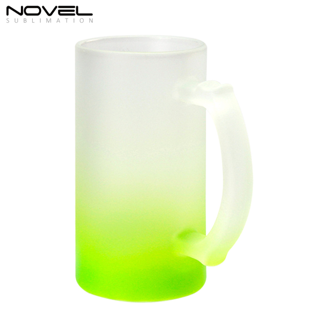 16oz Bottom Color Gradient Frosted Glass Beer Mugs