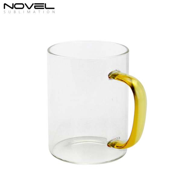 450ML Frosted/ Transparent Glass Mugs With Color Handle