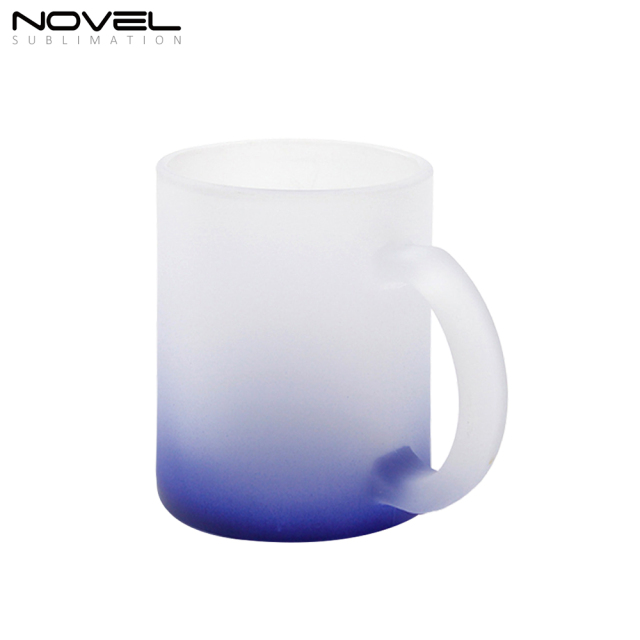 11oz Bottom Color Gradient Frosted Glass Mugs Water Tea Cups