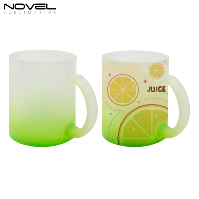 11oz Bottom Color Gradient Frosted Glass Mugs Water Tea Cups