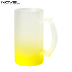 16oz Bottom Color Gradient Frosted Glass Beer Mugs