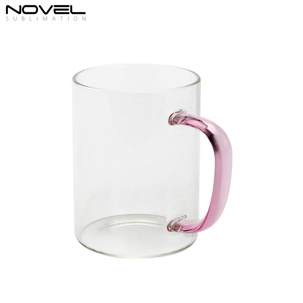 450ML Frosted/ Transparent Glass Mugs With Color Handle