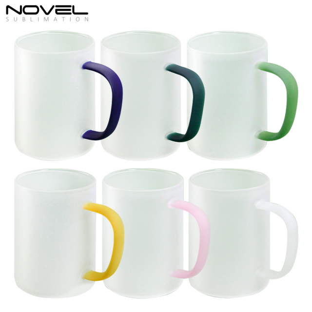 450ML Frosted/ Transparent Glass Mugs With Color Handle