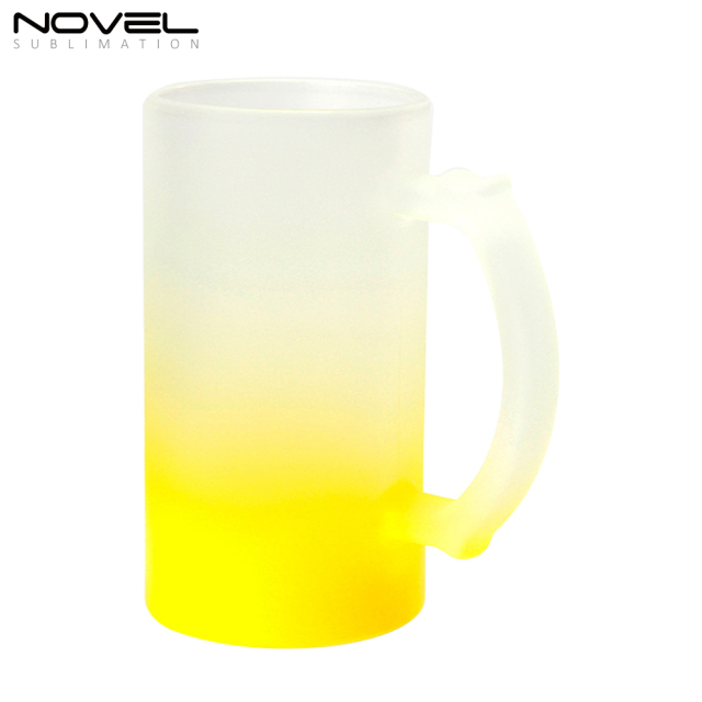 16oz Bottom Color Gradient Frosted Glass Beer Mugs