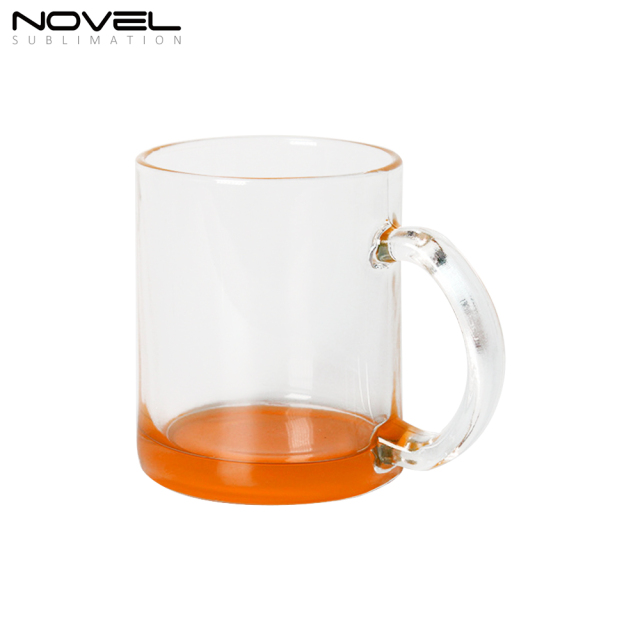 11oz Colorful Bottom Transparent Glass Water Tea Cups
