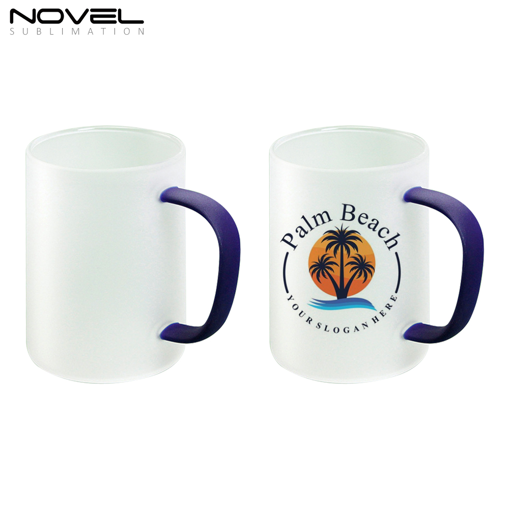 450ML Frosted/ Transparent Glass Mugs With Color Handle