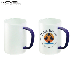 450ML Frosted/ Transparent Glass Mugs With Color Handle