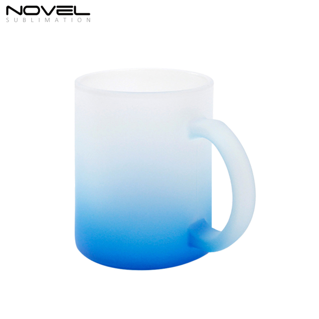 11oz Bottom Color Gradient Frosted Glass Mugs Water Tea Cups