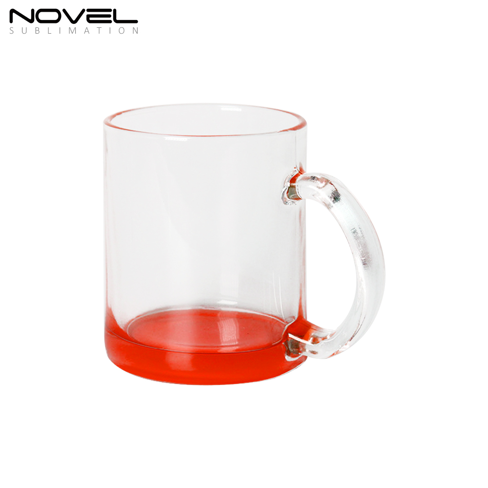 11oz Colorful Bottom Transparent Glass Water Tea Cups