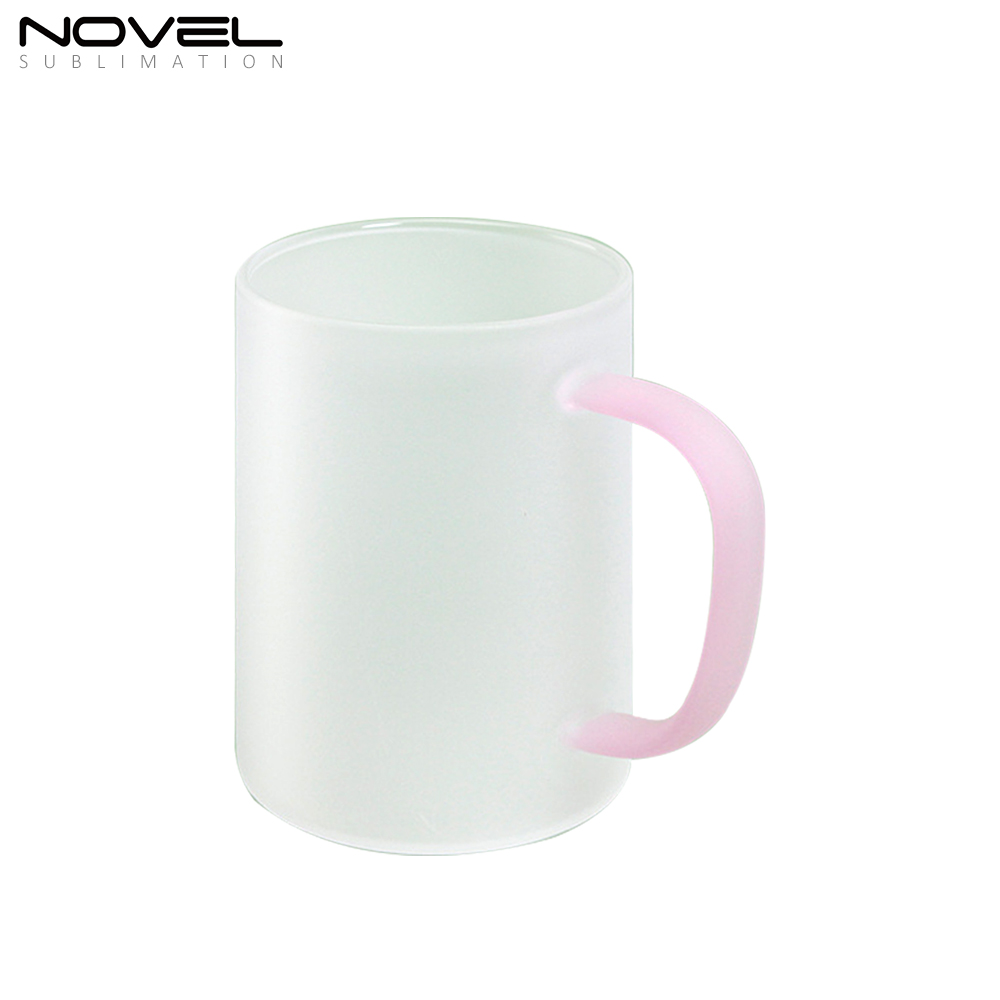 450ML Frosted/ Transparent Glass Mugs With Color Handle