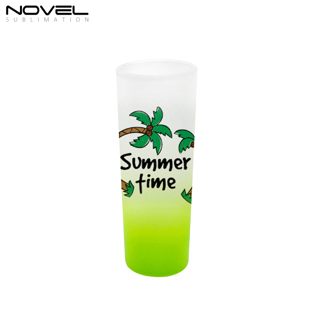3oz Bottom Color Gradient Frosted Glass Mugs Water Tea Cups