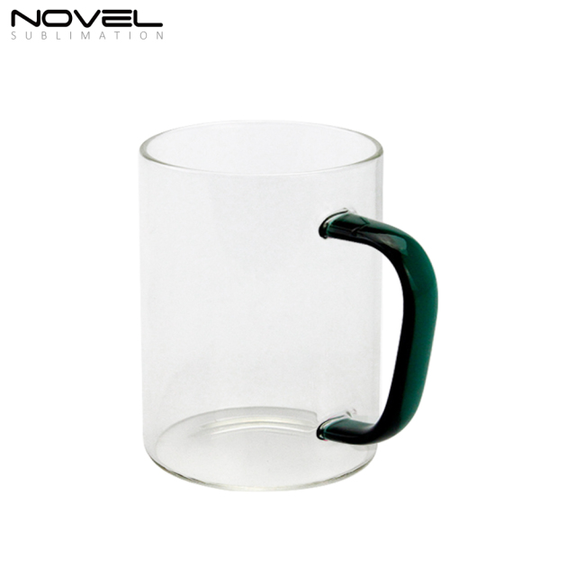 450ML Frosted/ Transparent Glass Mugs With Color Handle