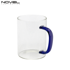 450ML Frosted/ Transparent Glass Mugs With Color Handle