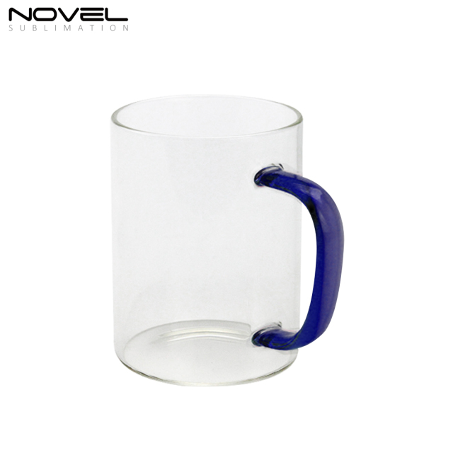 450ML Frosted/ Transparent Glass Mugs With Color Handle