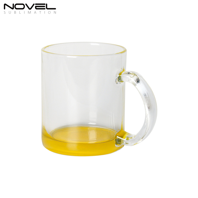 11oz Colorful Bottom Transparent Glass Water Tea Cups