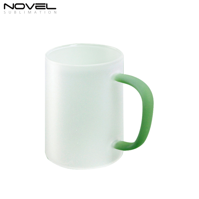 450ML Frosted/ Transparent Glass Mugs With Color Handle