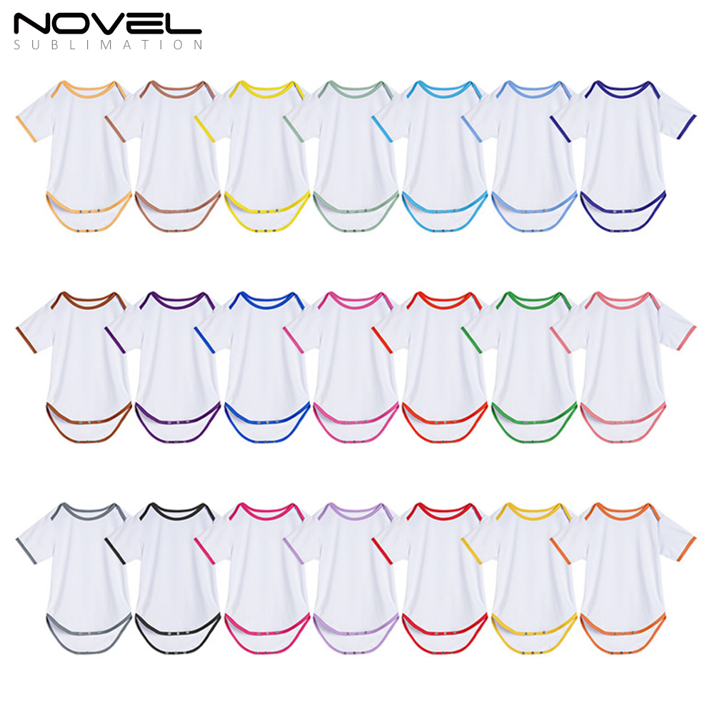 Sublimation Blank Color edge Polyester Short Sleeve Baby Bodysuit