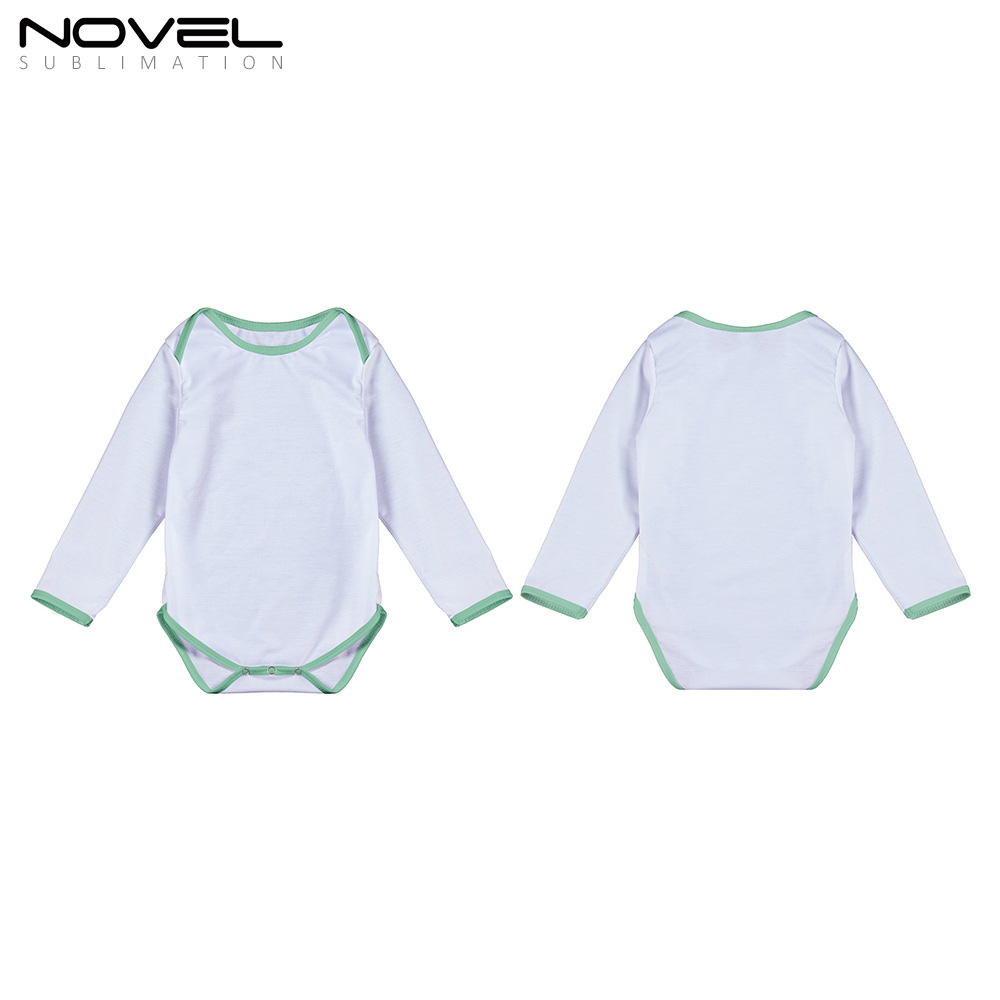 Sublimation Blank Color edge Polyester Long Sleeve Baby Bodysuit