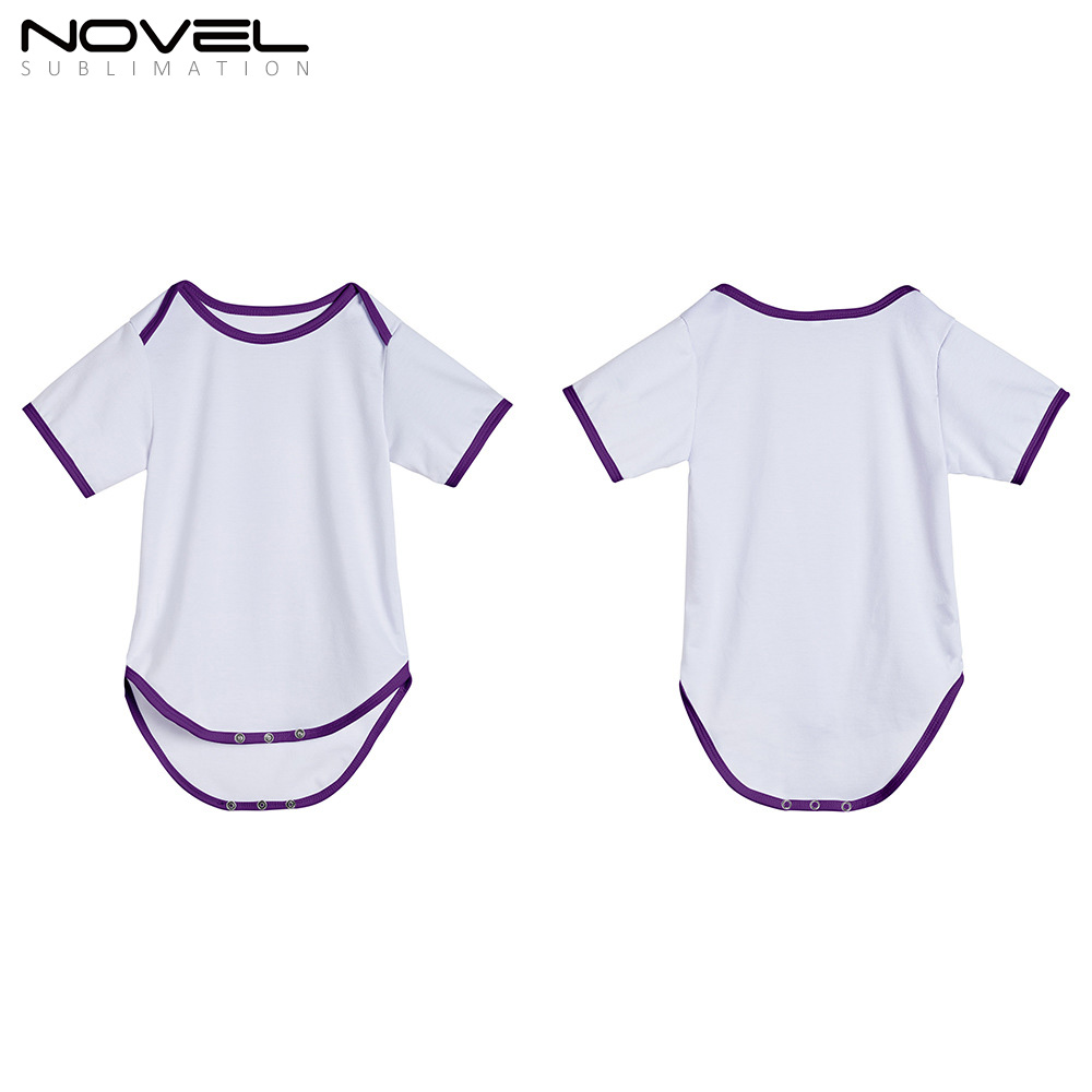 Sublimation Blank Color edge Polyester Short Sleeve Baby Bodysuit
