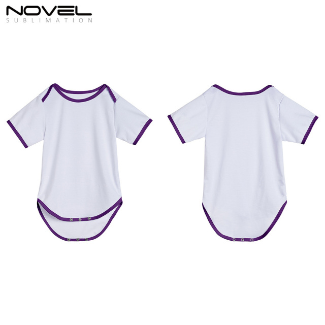 Sublimation Blank Color edge Polyester Short Sleeve Baby Bobysuit