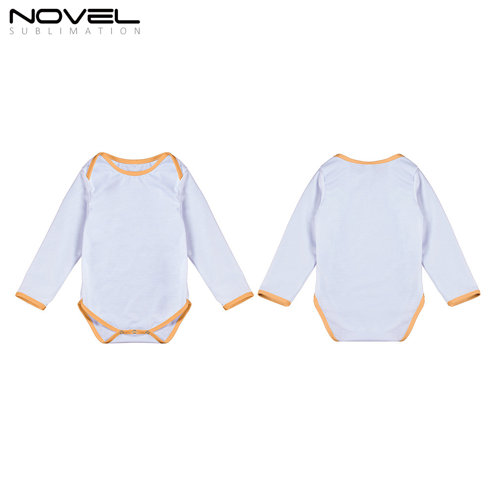 Sublimation Blank Color edge Polyester Long Sleeve Baby Bodysuit