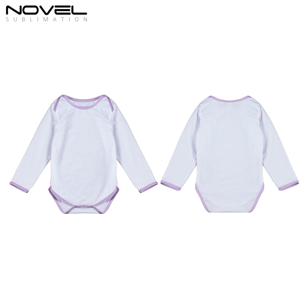 Sublimation Blank Color edge Polyester Long Sleeve Baby Bodysuit