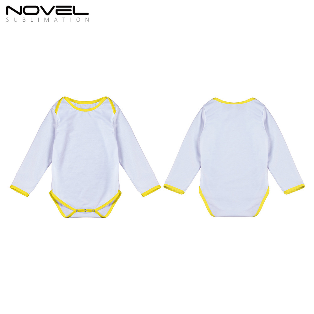 Sublimation Blank Color edge Polyester Long Sleeve Baby Bodysuit