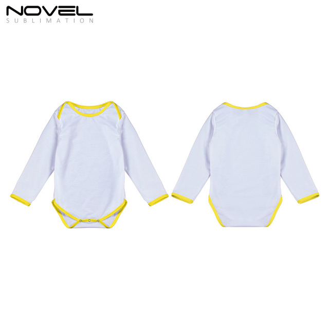 Sublimation Blank Color edge Polyester Long Sleeve Baby Bodysuit