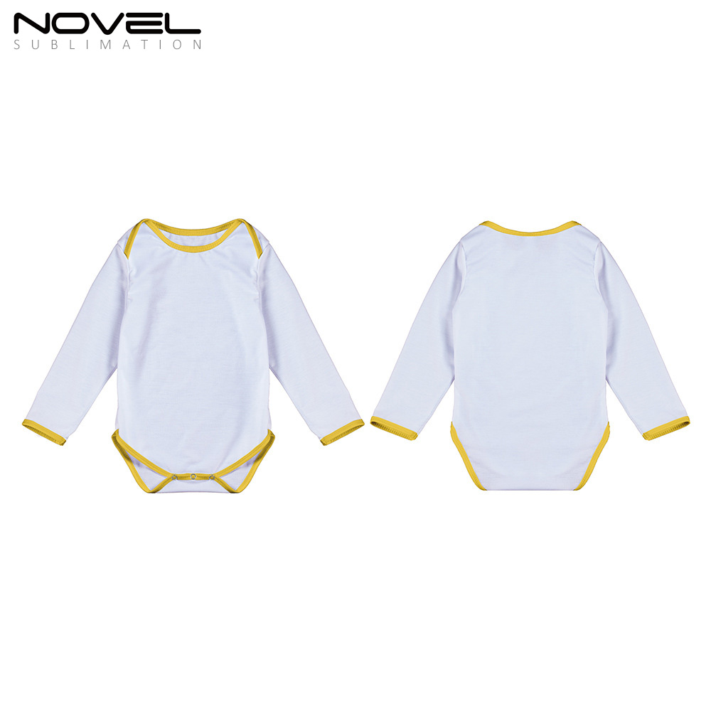 Sublimation Blank Color edge Polyester Long Sleeve Baby Bodysuit