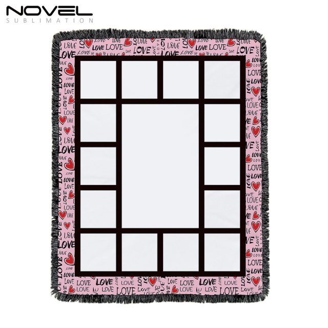 Colorful Sublimation Blank Flannel Grid Blanket With Lace Home Sofa Portable Soft Blanket