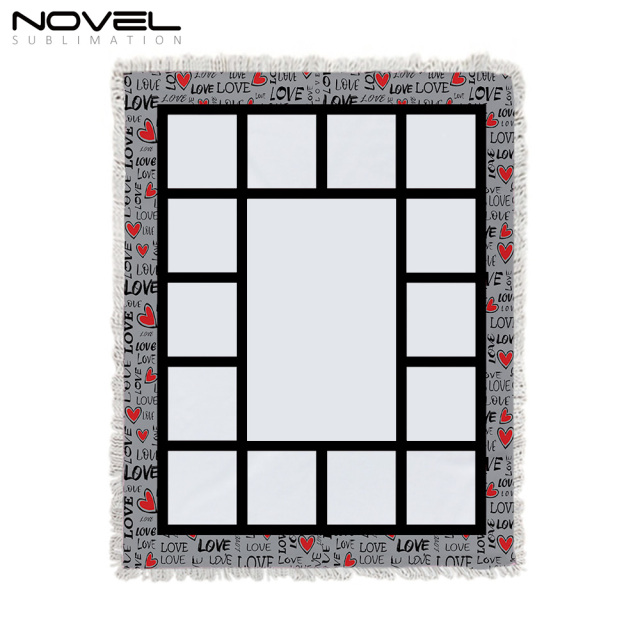 Colorful Sublimation Blank Flannel Grid Blanket With Lace Home Sofa Portable Soft Blanket