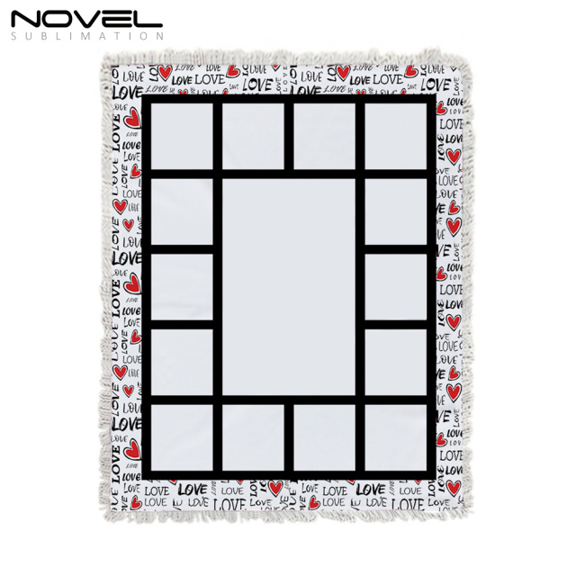 Colorful Sublimation Blank Flannel Grid Blanket With Lace Home Sofa Portable Soft Blanket