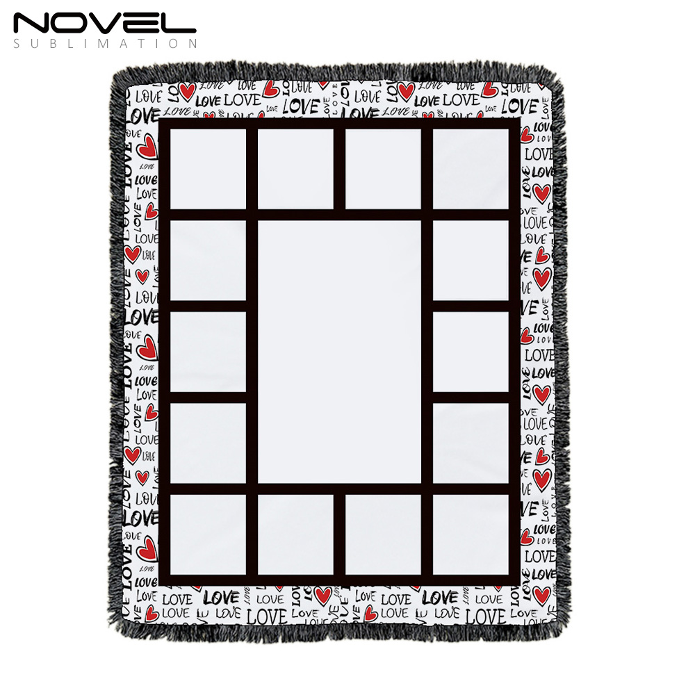 Colorful Sublimation Blank Flannel Grid Blanket With Lace Home Sofa Portable Soft Blanket