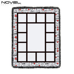 Colorful Sublimation Blank Flannel Grid Blanket With Lace Home Sofa Portable Soft Blanket