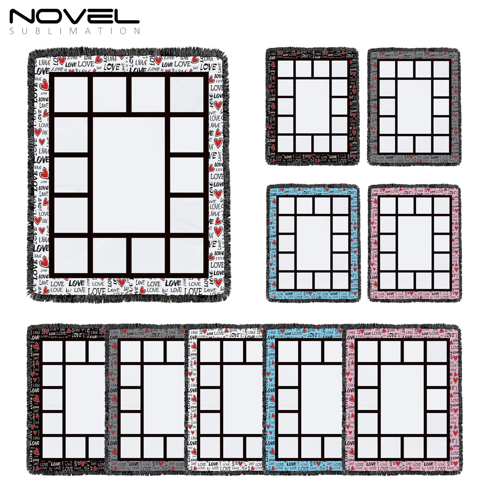 Colorful Sublimation Blank Flannel Grid Blanket With Lace Home Sofa Portable Soft Blanket