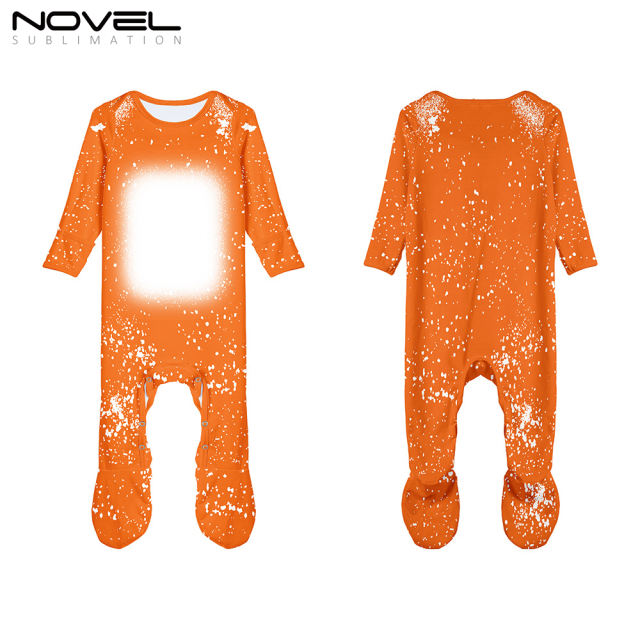 Sublimation Customized Polyester Tie-dyed Long Sleeve Baby Footed Bodysuit Babygrow