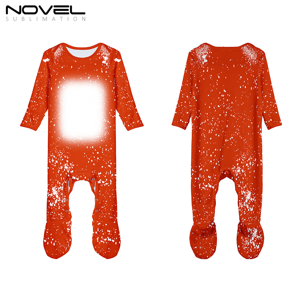Sublimation Customized Polyester Tie-dyed Long Sleeve Baby Footed Bodysuit Babygrow