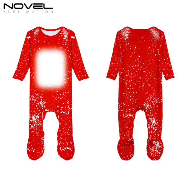 Sublimation Customized Polyester Tie-dyed Long Sleeve Baby Footed Bodysuit Babygrow