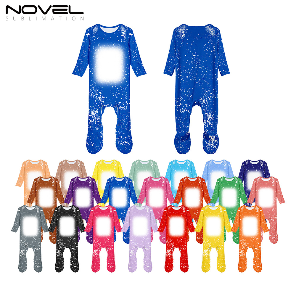 Sublimation Customized Polyester Tie-dyed Long Sleeve Baby Footed Bodysuit Babygrow