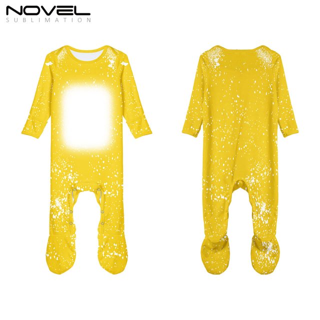 Sublimation Customized Polyester Tie-dyed Long Sleeve Baby Footed Bodysuit Babygrow