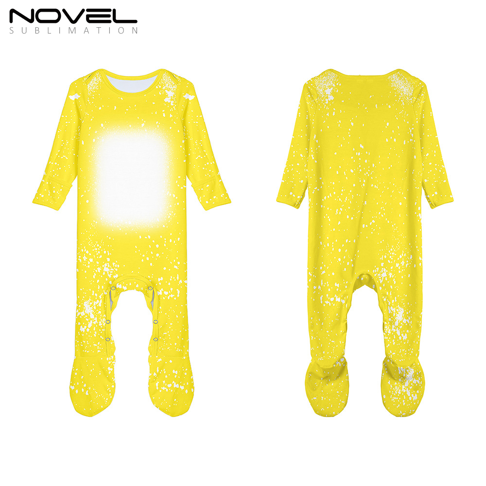 Sublimation Customized Polyester Tie-dyed Long Sleeve Baby Footed Bodysuit Babygrow