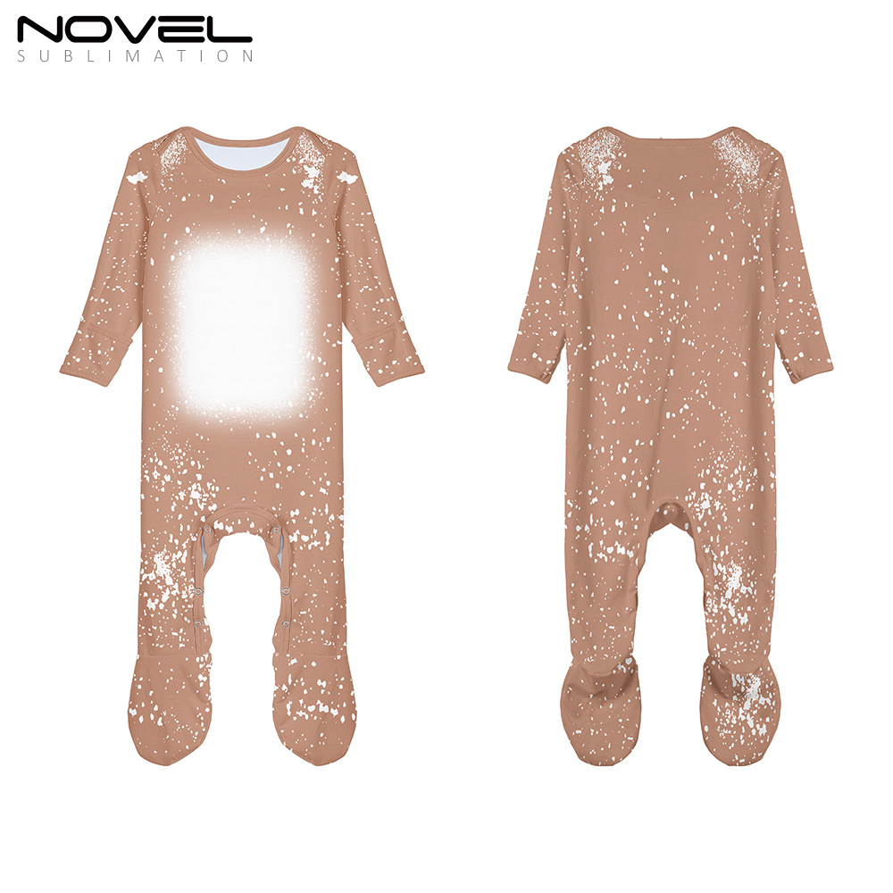 Sublimation Customized Polyester Tie-dyed Long Sleeve Baby Footed Bodysuit Babygrow