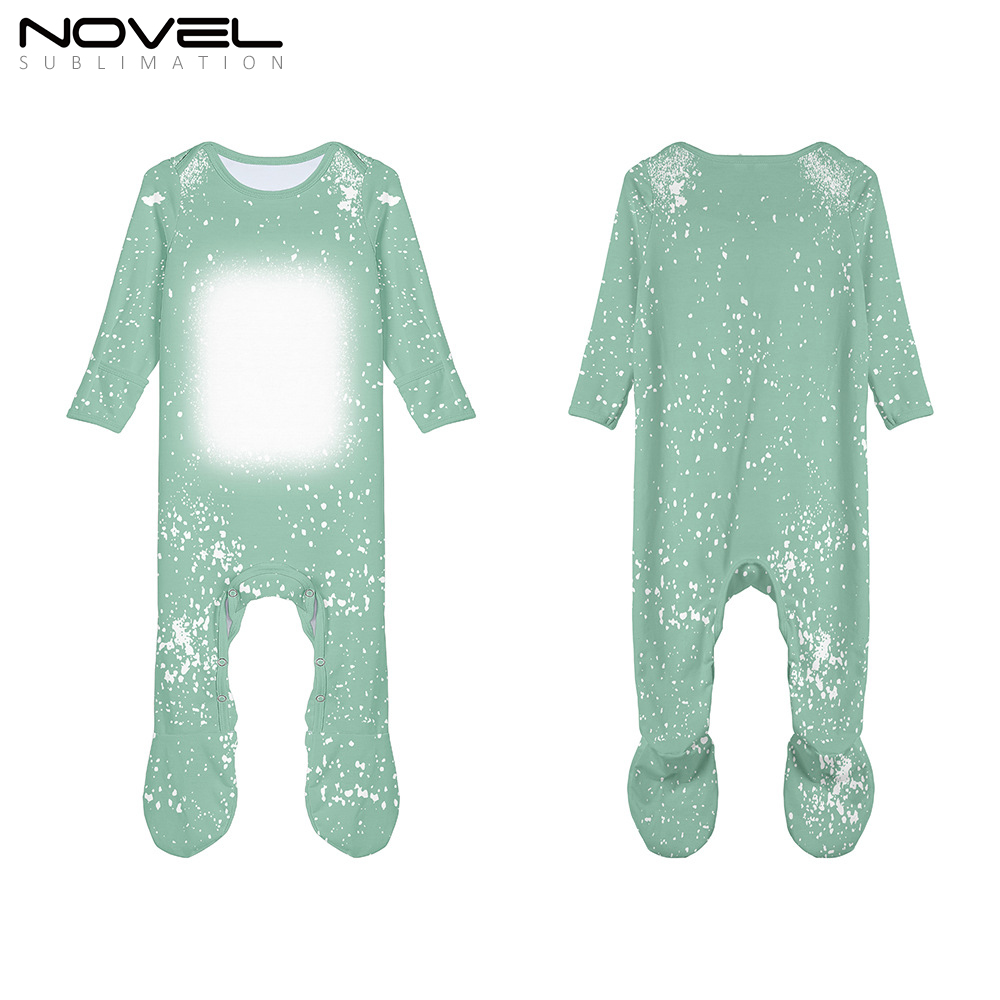 Sublimation Customized Polyester Tie-dyed Long Sleeve Baby Footed Bodysuit Babygrow