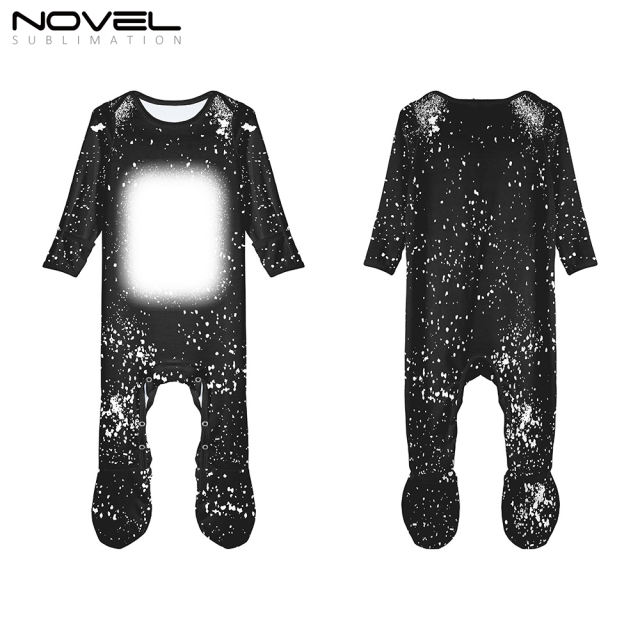 Sublimation Customized Polyester Tie-dyed Long Sleeve Baby Footed Bodysuit Babygrow