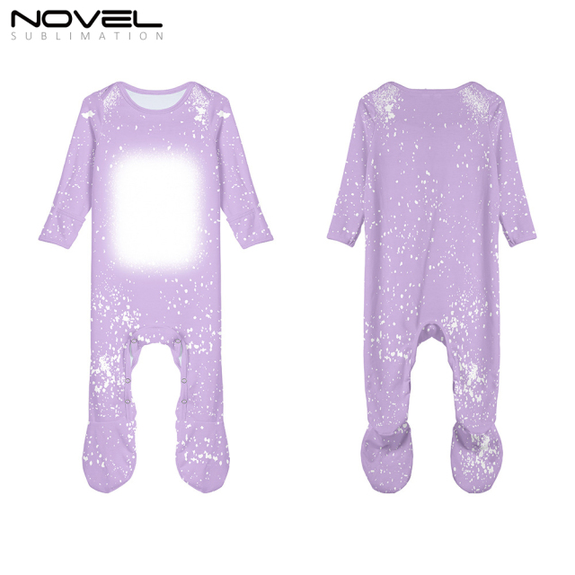 Sublimation Customized Polyester Tie-dyed Long Sleeve Baby Footed Bodysuit Babygrow