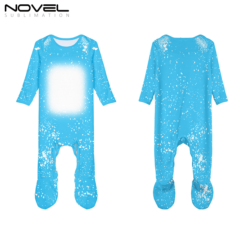 Sublimation Customized Polyester Tie-dyed Long Sleeve Baby Footed Bodysuit Babygrow