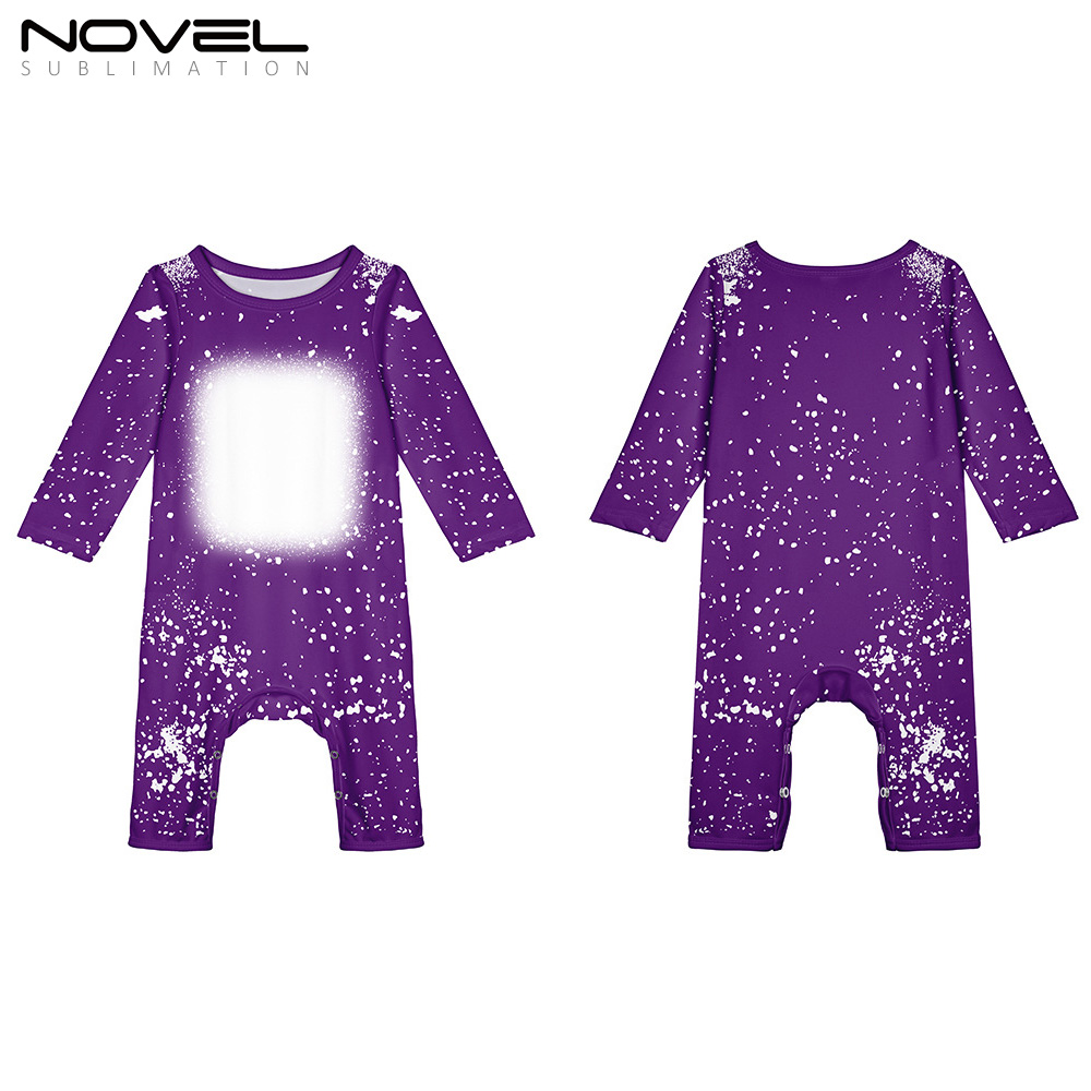 Sublimation Blank Colorful Polyester Tie-dyed Long Sleeve Baby Bodysuit One-piece Pajamas