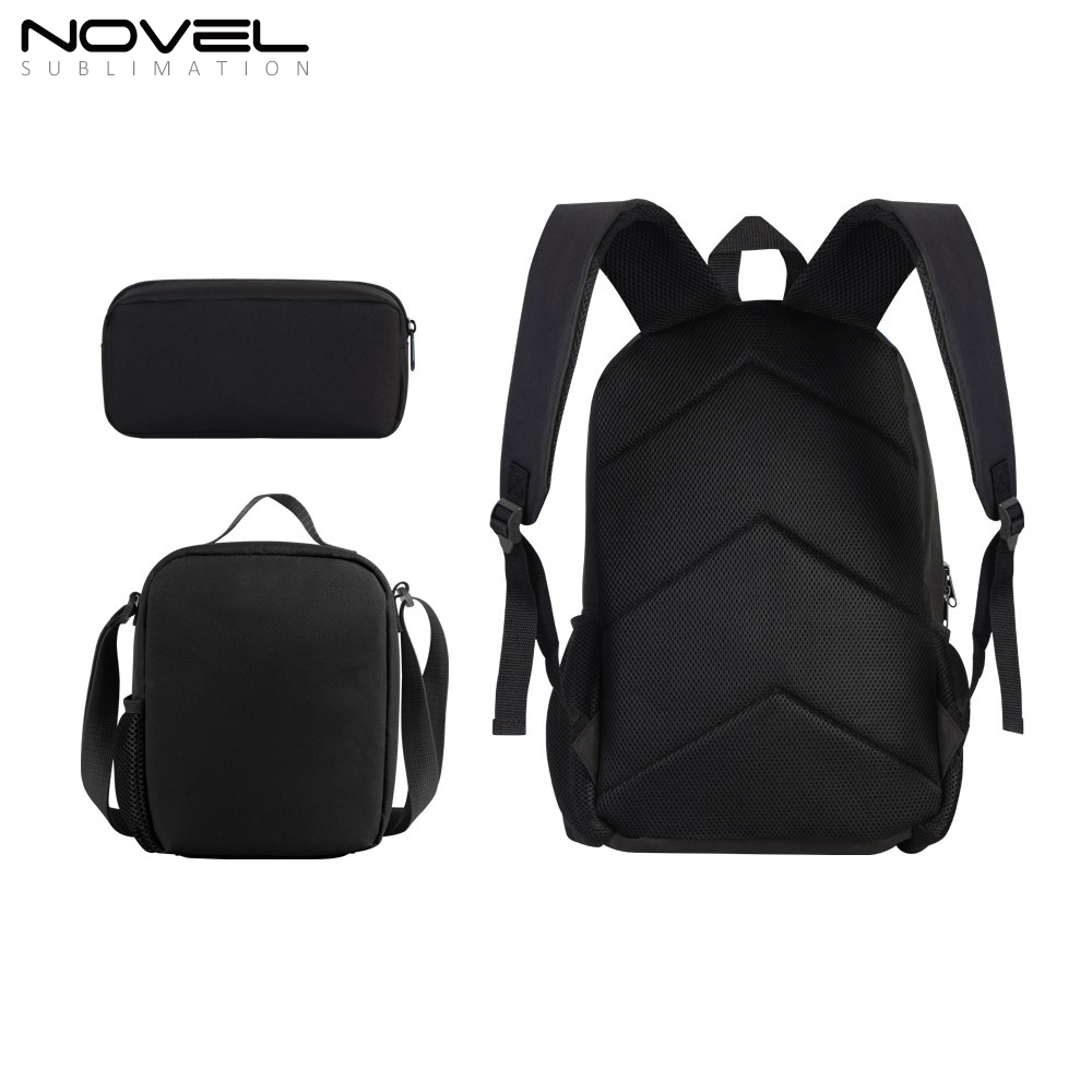 Sublimation Three-piece Student SchoolBag with Backpack+ Pencil Case+ Meal Bag