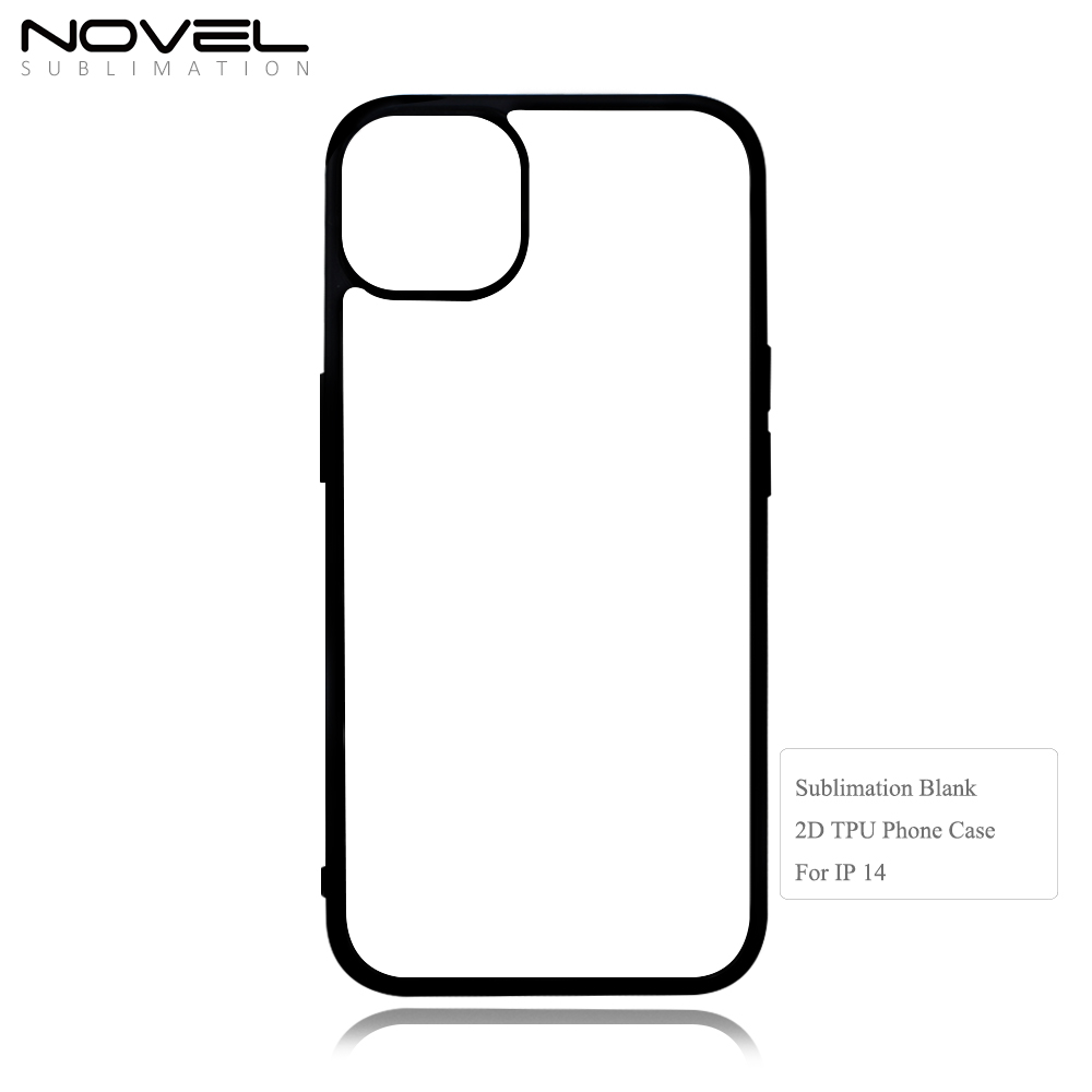 Big Hole For iPhone 14 Plus Custom Logo 2D TPU Phone Case Cover With Metal Insert For Sublimation Printing