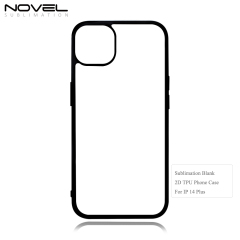 Big Hole For iPhone 14 Plus Custom Logo 2D TPU Phone Case Cover With Metal Insert For Sublimation Printing